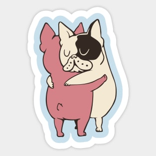 French Bulldog Hugs Sticker